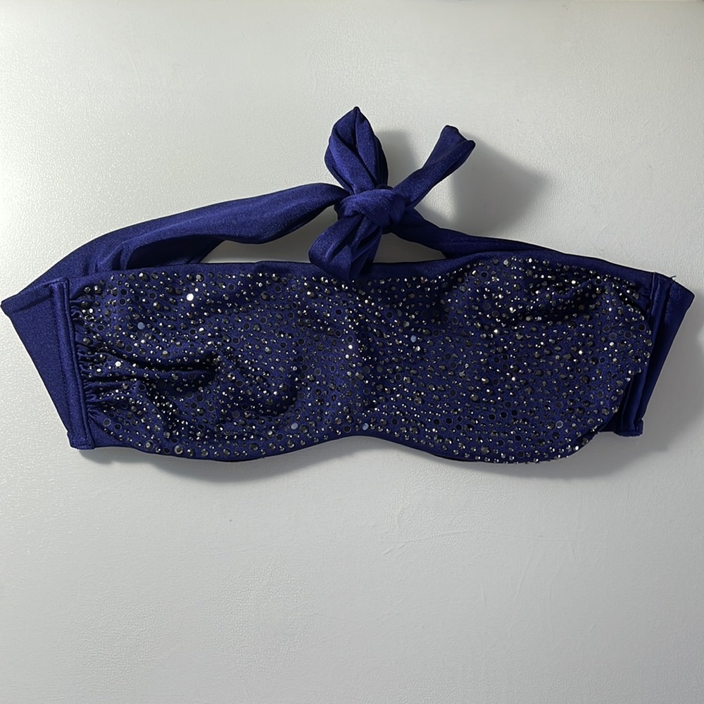 Victoria’s Secret Navy Blue Swim Top With Rhinestones